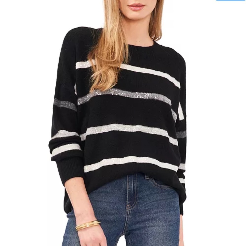 Vince Camuto
Women's Cozy Crewneck Sequin-Stripe Long-Sleeve Sweater